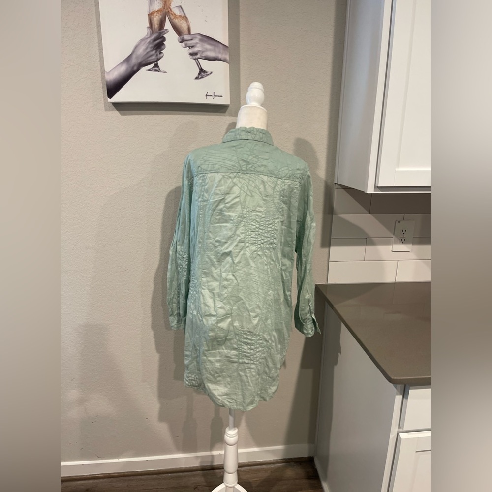 Oska 100% Cotton Pattern Button Front Tunic Blous… - image 2